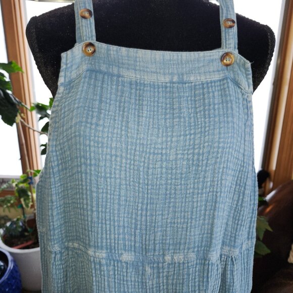 NWT Heyson Lightweight Kangaroo Pocket Wide-Leg Overall Jumpsuit Denim Blue - Picture 3 of 10